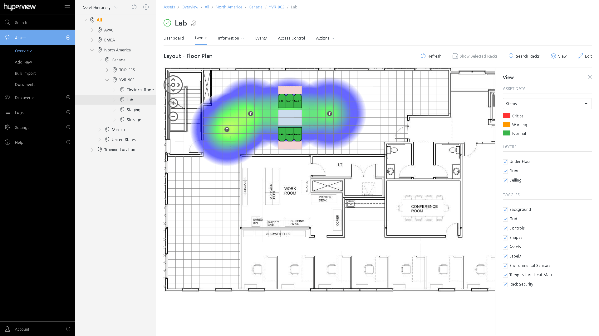 Datacenter heat map